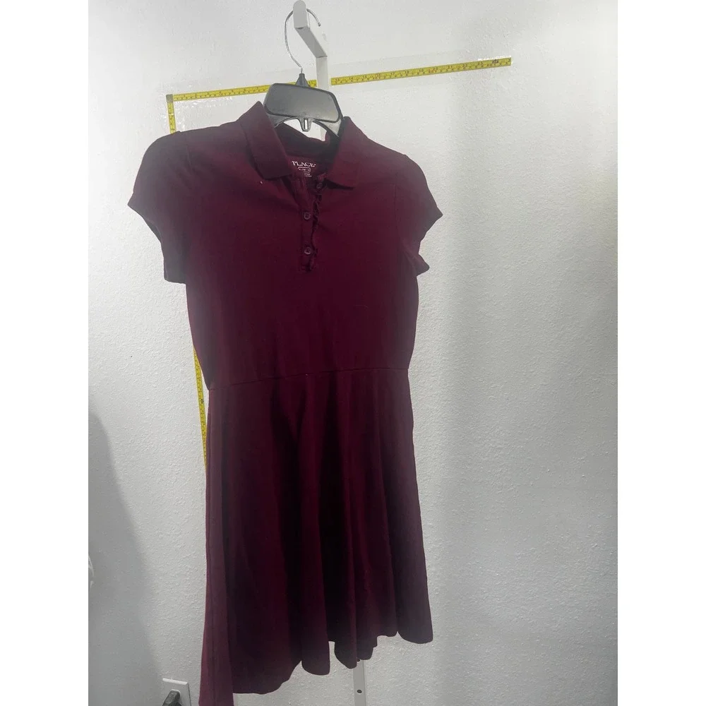 The Childrens Place Girls Burgundy Ruffle Polo Dress School Uniform Maroon XL 14 - Picture 1 of 2